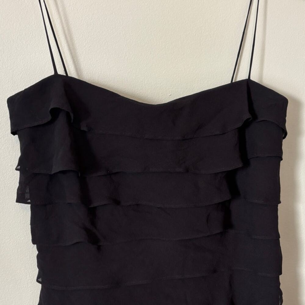 Tadashi Shoji Y2K Vintage Silk Ruffle Maxi Dress Size 10 Black Formal Cocktail - Picture 5 of 10